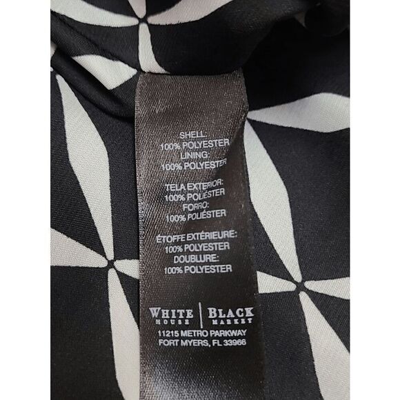 🖤🤍 WHITE HOUSE BLACK MARKET Geo Print Black White Tulle Trim Midi Skirt SIZE 2 - Picture 5 of 13